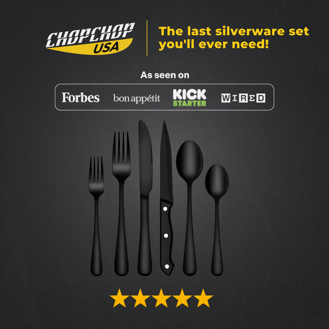 ChopChop USA 24-Piece Stainless Steel Silverware Set
