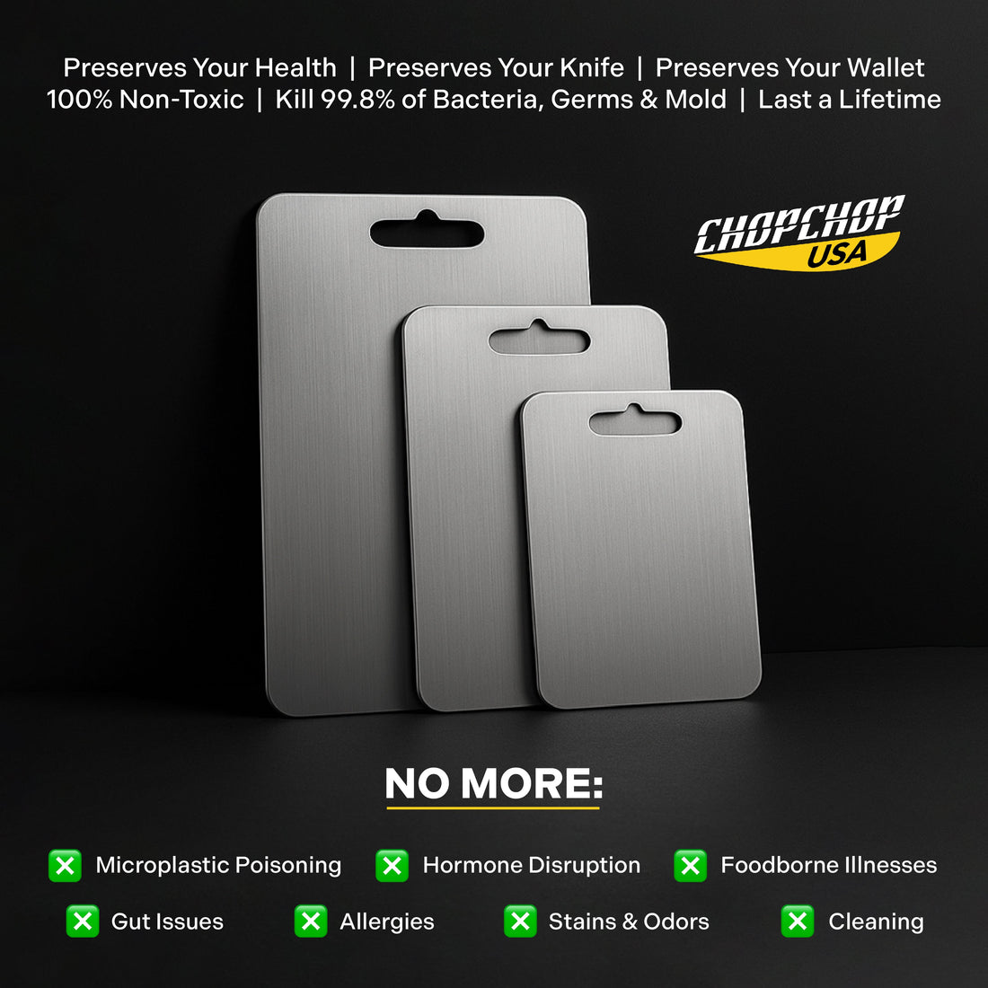 ChopChop™ USA 100% Pure Titanium Cutting Board