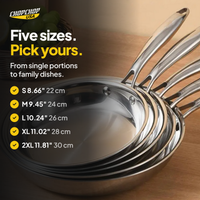 Five sizes. Pick yours – ChopChop steel chef cookware set sizes and dimensions