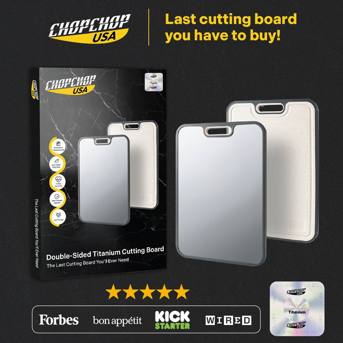 ChopChop USA Double-Sided Titanium Cutting Board | Flash Sale Ends Midnight