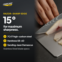 15° razor-sharp edge, 7Cr17 high-carbon steel – ChopChop Japanese kiritsuke knife