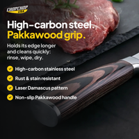 High-carbon steel. Pakkawood grip – ChopChop Japanese kiritsuke knife