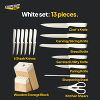 White set: 13 pieces – ChopChop stainless steel knife block set