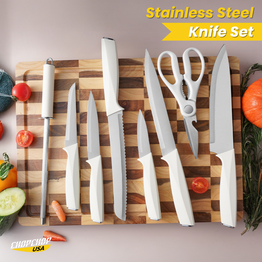 ChopChop USA Stainless Steel Knife Block Set