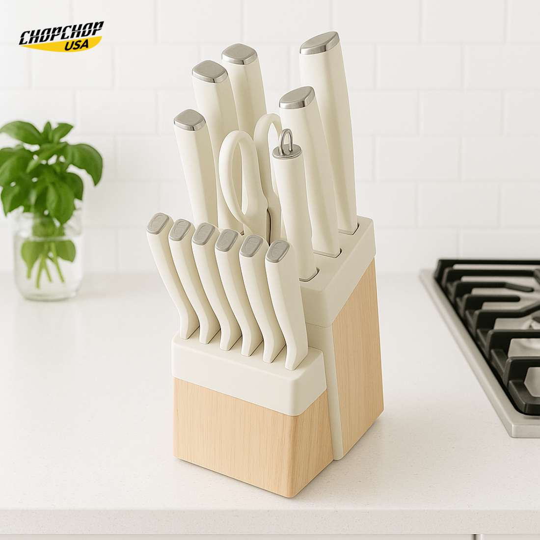 ChopChop USA Stainless Steel Knife Block Set | New Year Sale