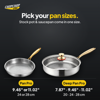 Pick your pan sizes – ChopChop titanium cookware set sizes and dimensions