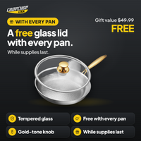 A free glass lid with every pan – free gift offer with the ChopChop titanium frying pan