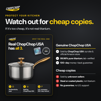 Watch out for cheap copies: how to spot a genuine ChopChop USA Pure Titanium Saucepan Pro