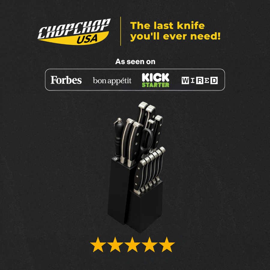 ChopChop USA stainless steel knife block set in black