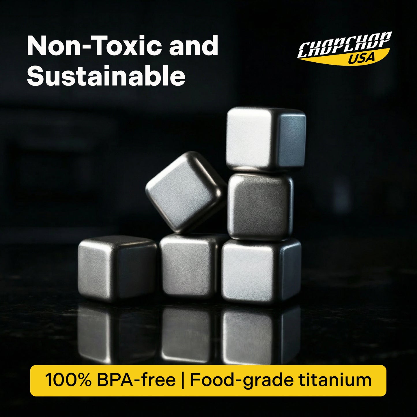 ChopChop USA 100% Pure Titanium Ice Cubes | New Year Sale