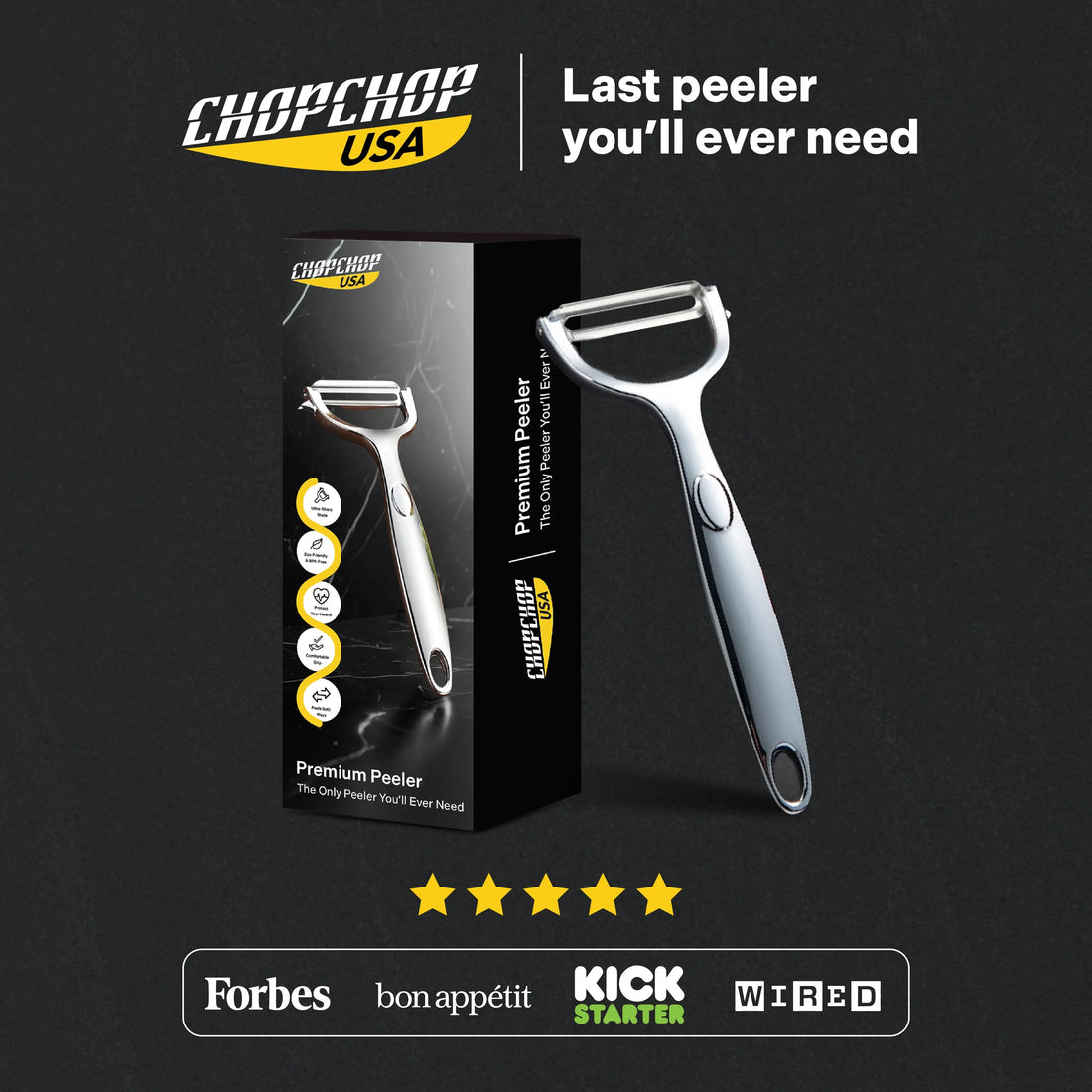 ChopChop USA precision peeler with its box