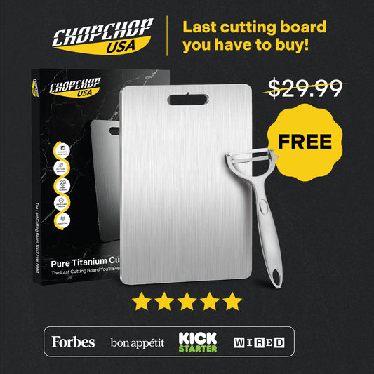 100% Pure Titanium Cutting Board + FREE Precision Peeler