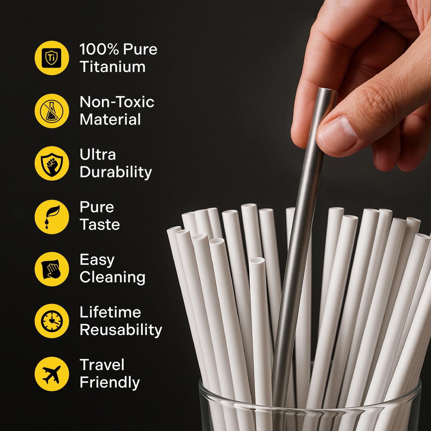 ChopChop USA 100% Pure Titanium Straw - Black Friday Sale