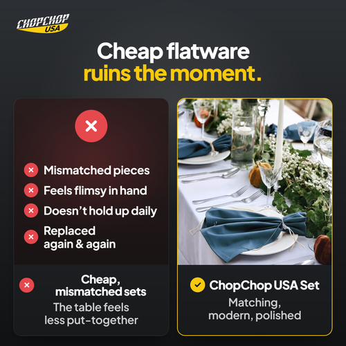 ChopChop 24-piece stainless steel silverware set compared with ordinary alternatives: Cheap flatware ruins the moment
