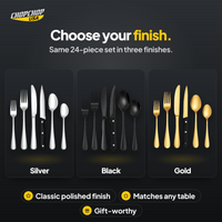 Choose your finish – ChopChop 24-piece stainless steel silverware set options