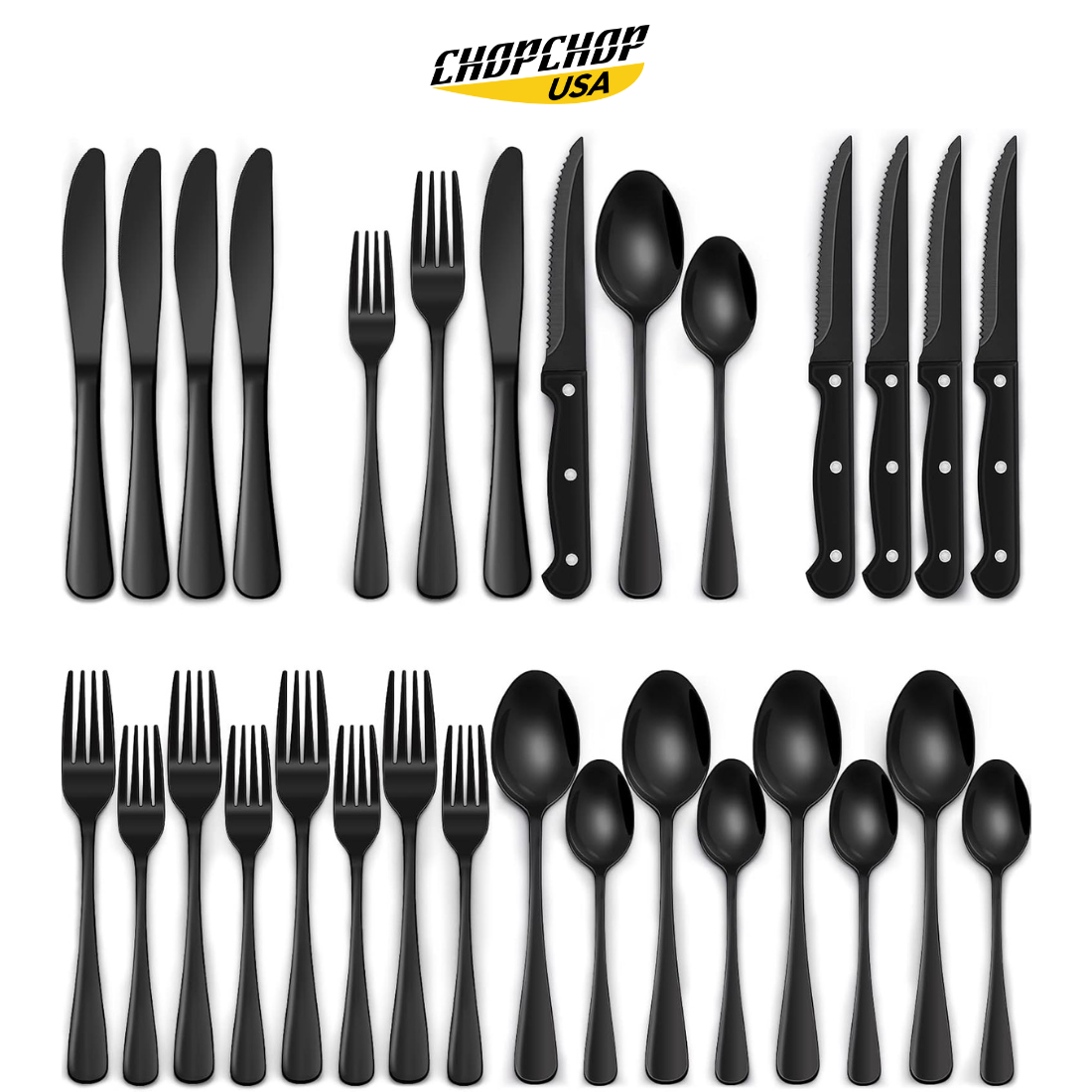 ChopChop 24-piece stainless steel silverware set – Black