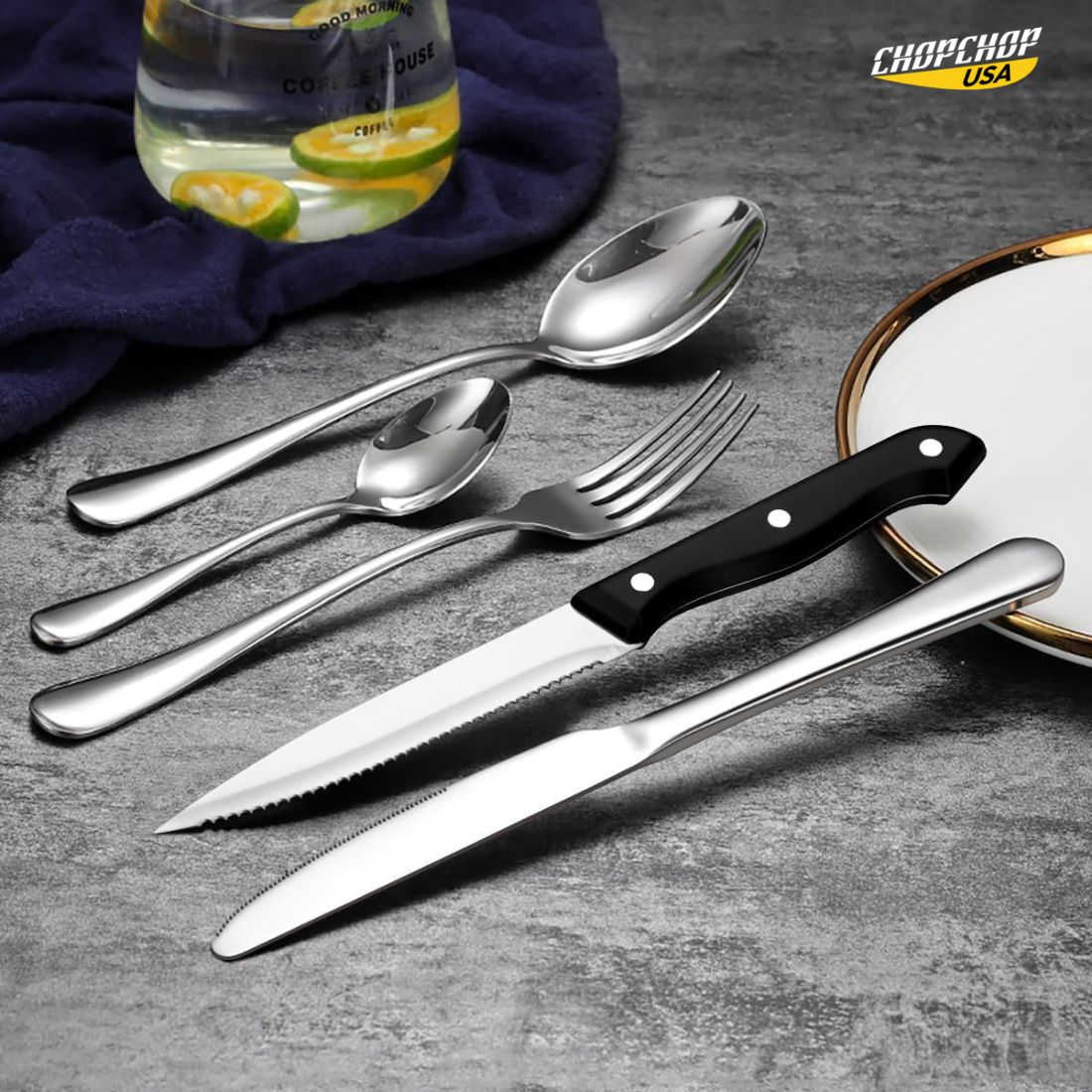 ChopChop USA 24-Piece Stainless Steel Silverware Set