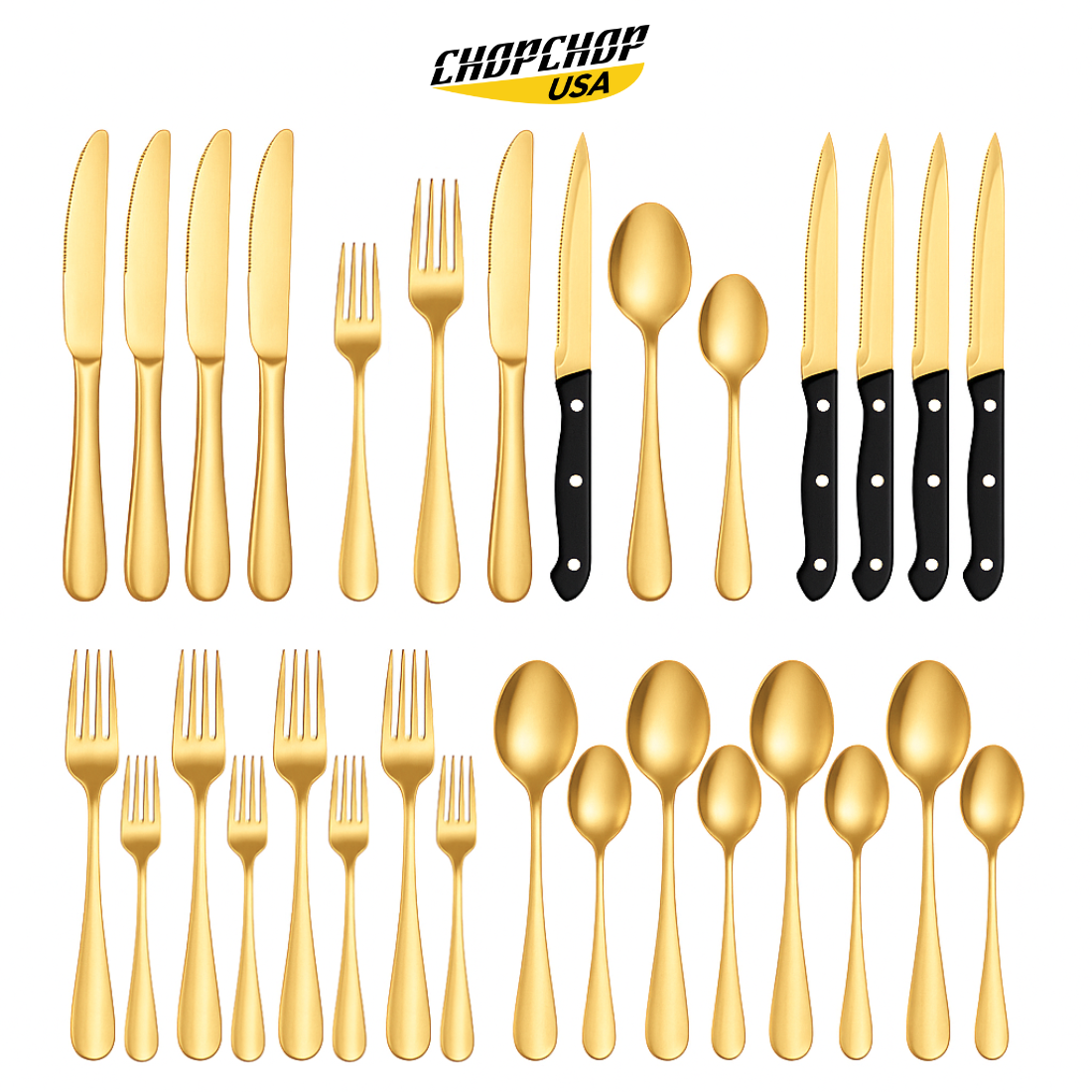 ChopChop 24-piece stainless steel silverware set – Gold
