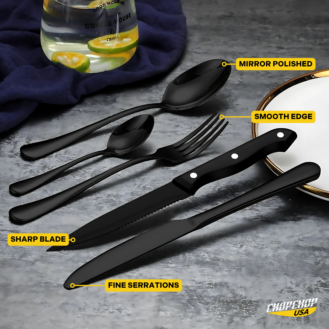 ChopChop USA 24-Piece Stainless Steel Silverware Set