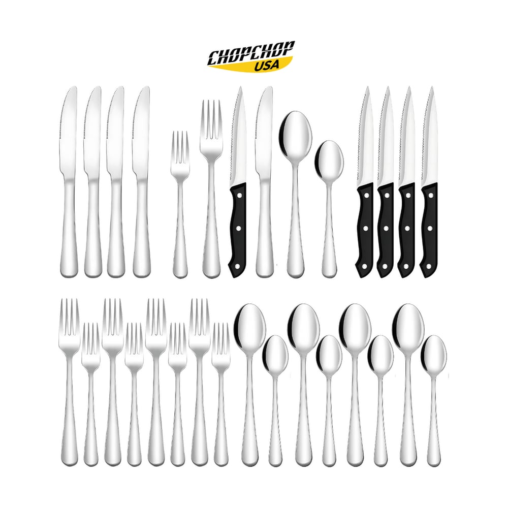 All 24 pieces of the ChopChop USA silverware set in silver