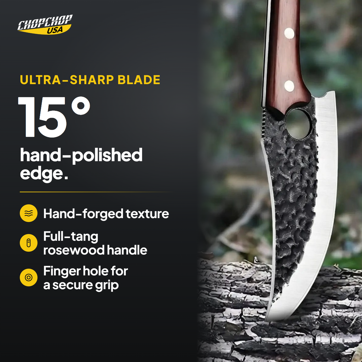 15° hand-polished ultra-sharp edge – ChopChop boning knife