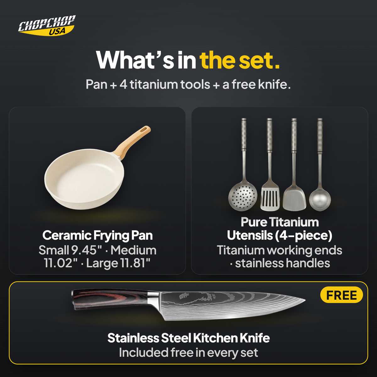 What’s in the set – ChopChop ceramic chef cookware set contents