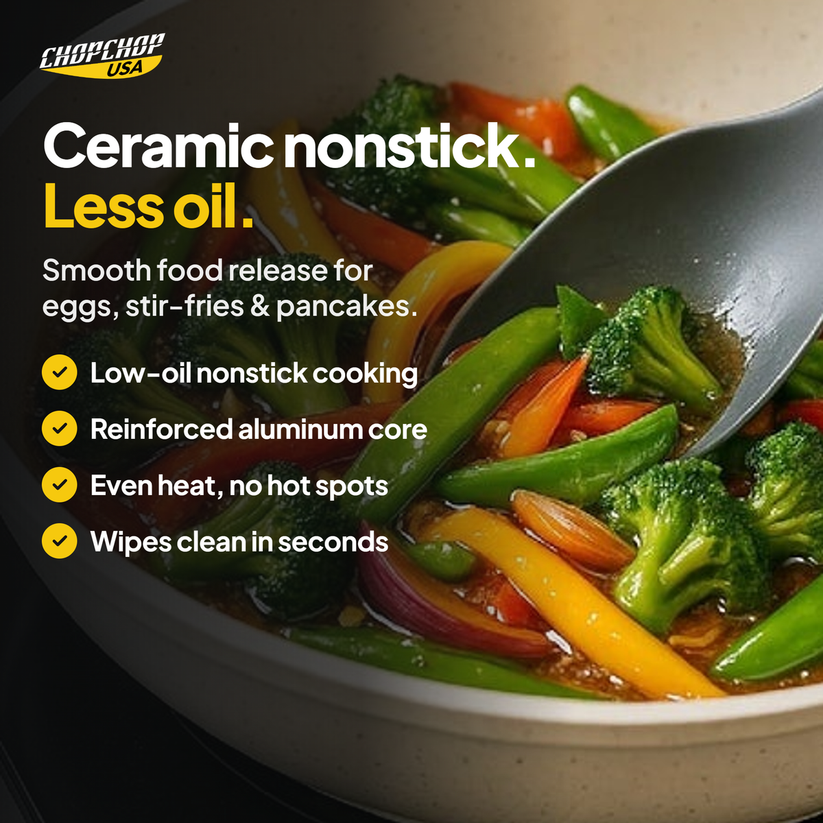Ceramic nonstick. Less oil – ChopChop ceramic chef cookware set