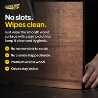 No slots. Wipes clean – ChopChop magnetic knife block