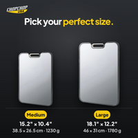 Pick your perfect size – ChopChop double-sided titanium cutting board and utensil set sizes and dimensions