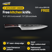 Free kitchen knife – free gift offer with the ChopChop double-sided titanium cutting board and utensil set