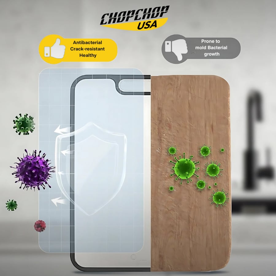 Titanium board compared with a wooden board that holds bacteria