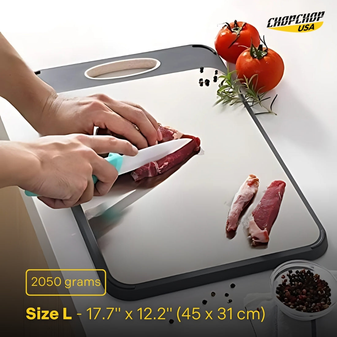 ChopChop double-sided stainless steel cutting board – Large - 17.7"x12.2"