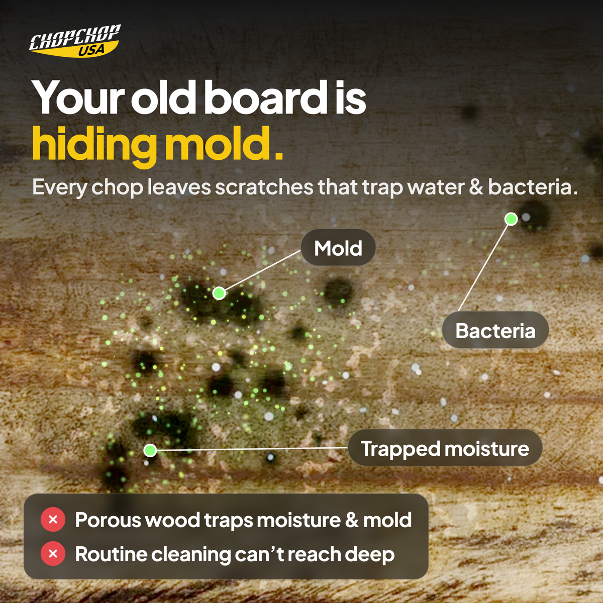 Your old board is hiding mold: the everyday problem the ChopChop double-sided titanium cutting board solves