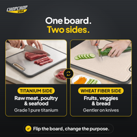 One board. Two sides – ChopChop double-sided titanium cutting board
