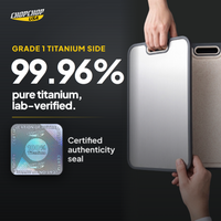 99.96% pure grade 1 titanium side, lab-verified – ChopChop double-sided titanium cutting board