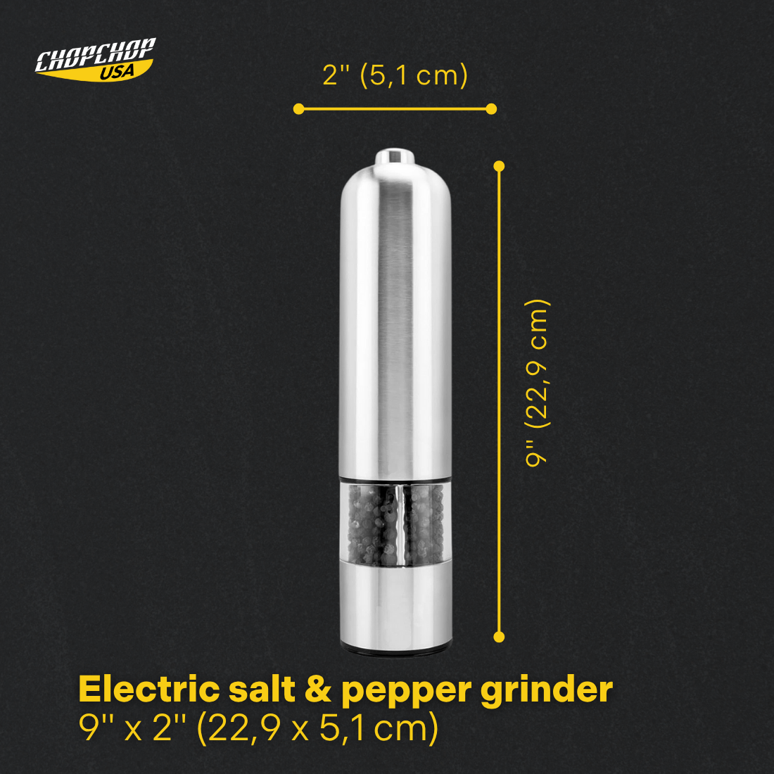 ChopChop electric salt and pepper grinder – Silver