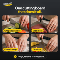 One cutting board that does it all – ChopChop titanium cutting board and knife set