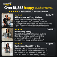 Over 18,868 happy customers – ChopChop titanium cutting board and knife set customer reviews