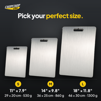 Pick your perfect size – ChopChop titanium cutting board and knife set sizes and dimensions