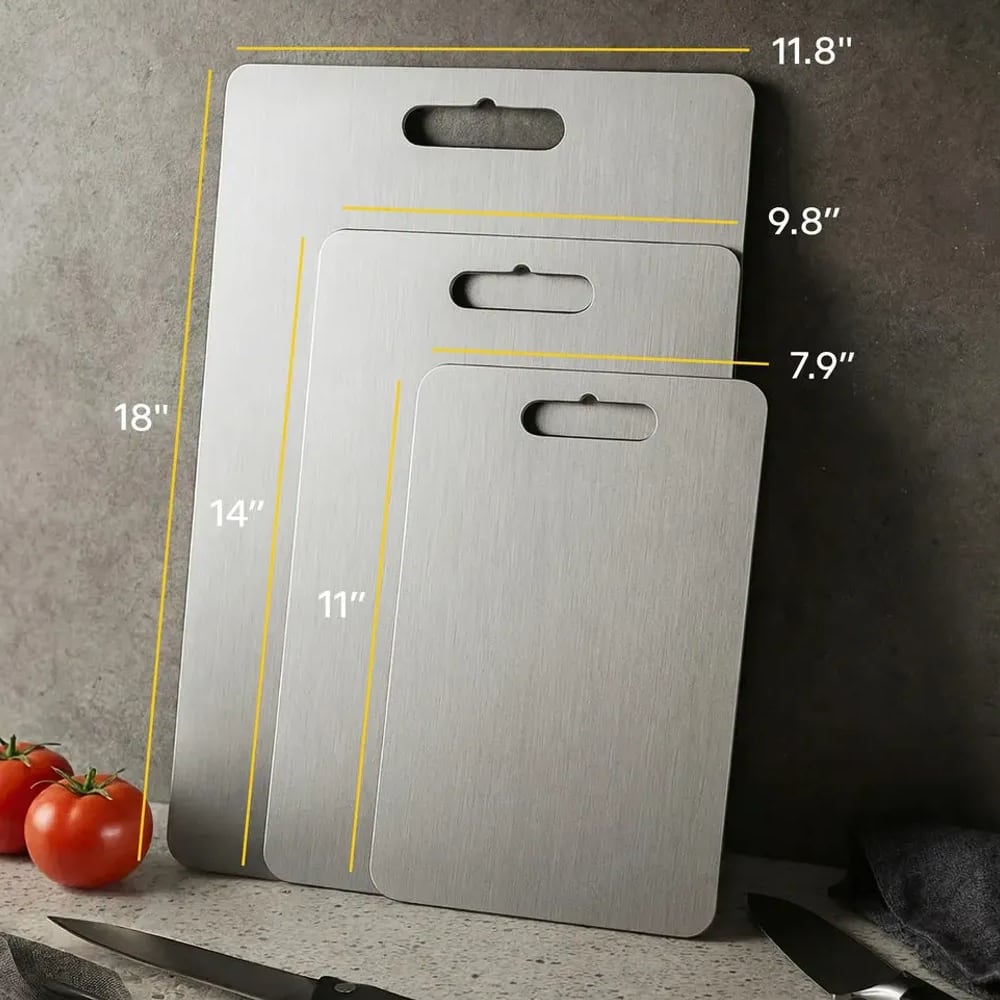 Titanium cutting board sizes: Small, Medium and Large