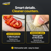 Smart details. Cleaner counters – ChopChop double-sided titanium cutting board and knife set