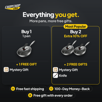 Everything you get with the ChopChop hybrid nonstick frying pan: Buy 1 or 2 bundles with free gifts