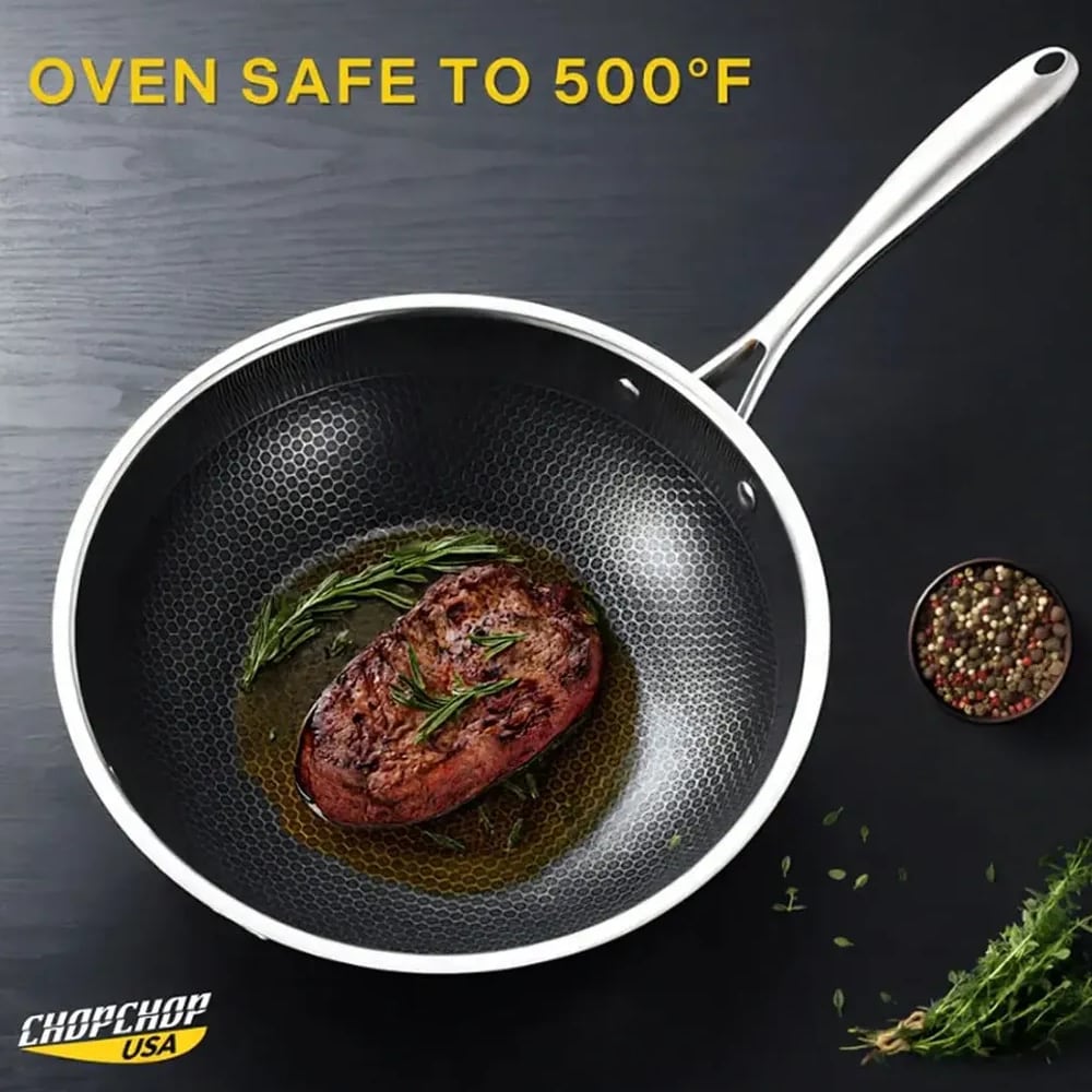 Steak searing in the ChopChop USA Hybrid Nonstick Frying Pan
