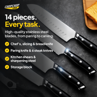 14 pieces. Every task – ChopChop titanium cutting board and knife block set