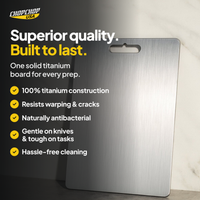 Superior quality. Built to last – ChopChop titanium cutting board and knife block set