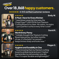 Over 18,868 happy customers – ChopChop titanium cutting board and knife block set customer reviews