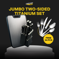 ChopChop USA jumbo two-sided titanium set: double-sided titanium cutting board, knife block set and free 24-piece silverware