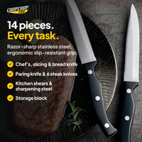 14 pieces. Every task – ChopChop double-sided titanium cutting board and knife block set