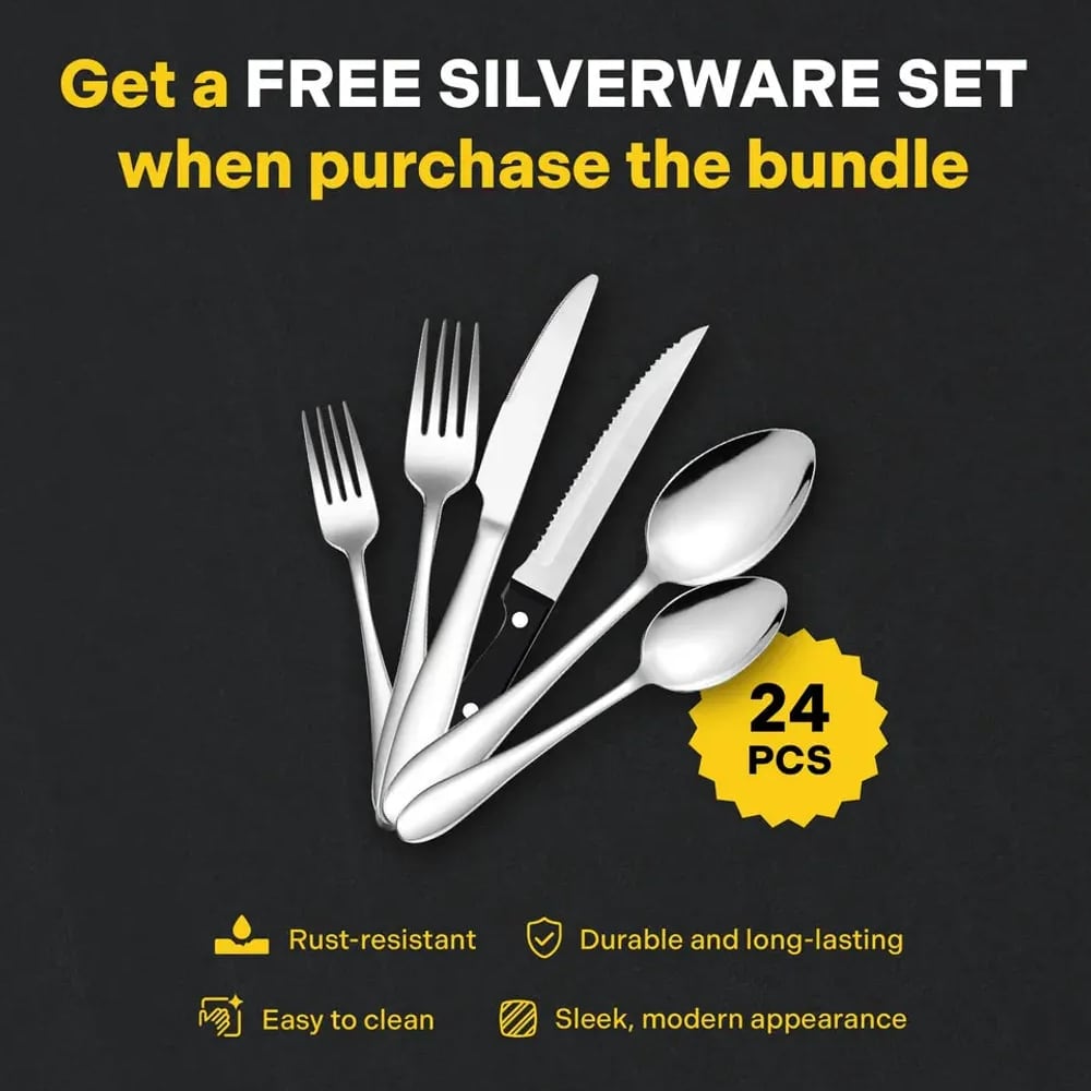 Free ChopChop USA 24-piece stainless steel silverware set
