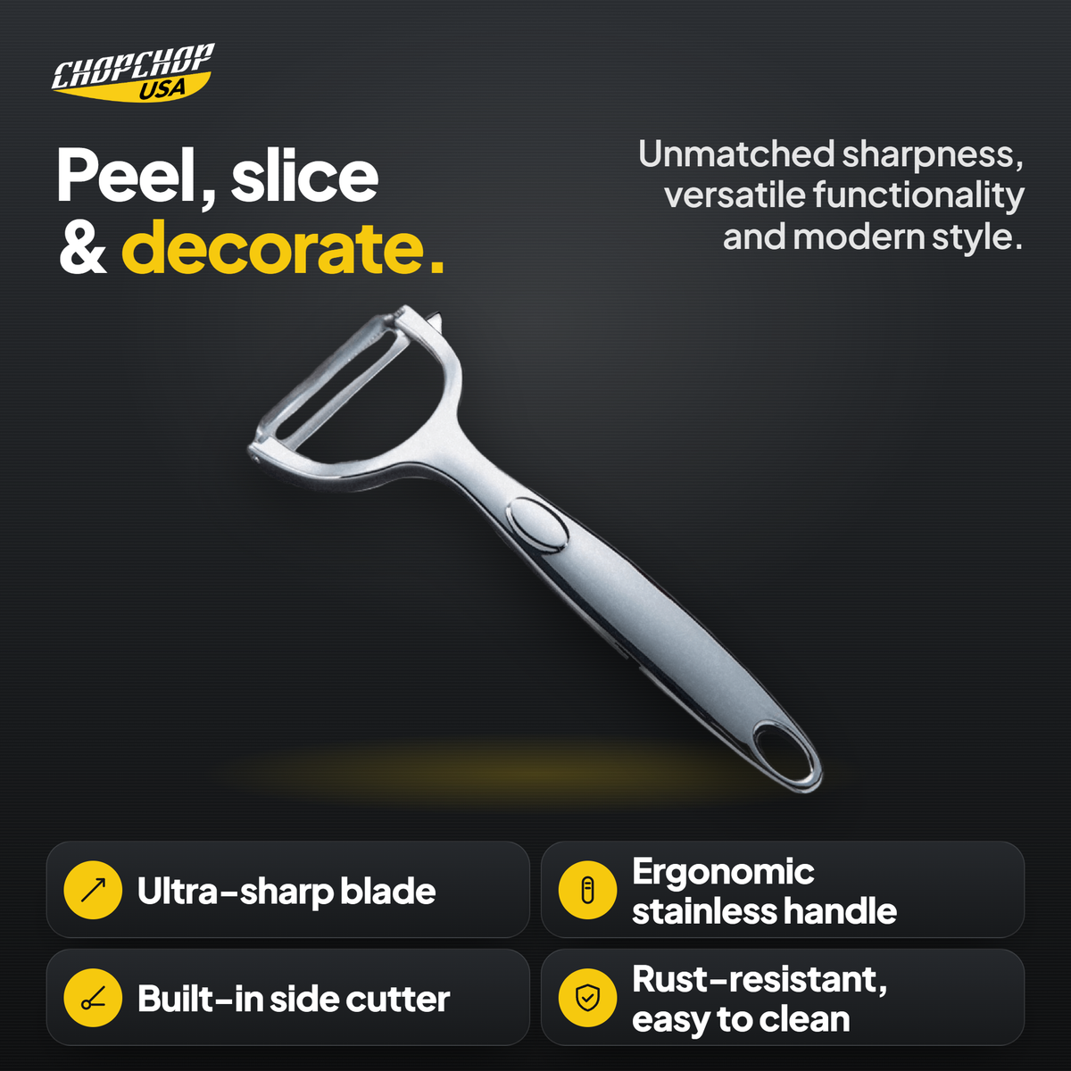 Peel, slice & decorate – ChopChop precision peeler